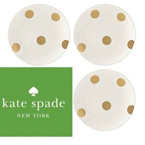 KATE SPADE Lenox All in Good Taste Deco Dot Gold Salad Plate 6" (3)